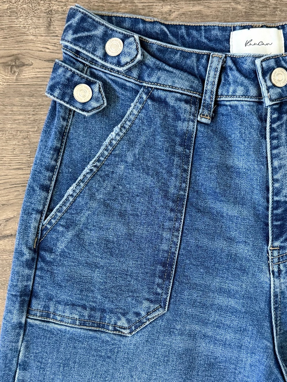 KanCan Haylee 90s Wide Leg Jeans Ultra High Rise Dark Wash Cuffed 7/27 - Picture 4 of 12